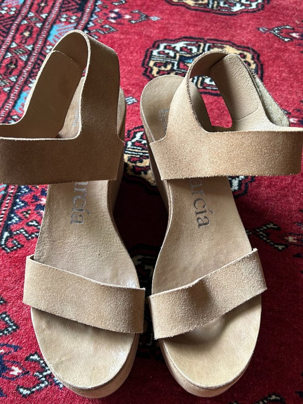 Pedro Garcia Camel Suede Wedge Sandals